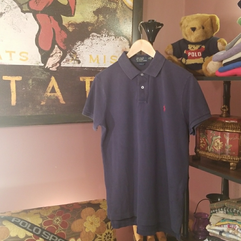 🏇🏽 POLO by RALPH LAUREN Blue Shirt M Custom Fit